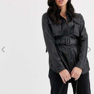 Vero Moda leather look jacket with self belt
